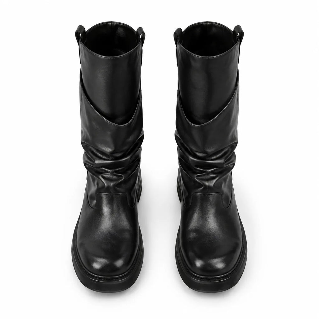 Deep Black Skopelos Block-Heel Boots top view