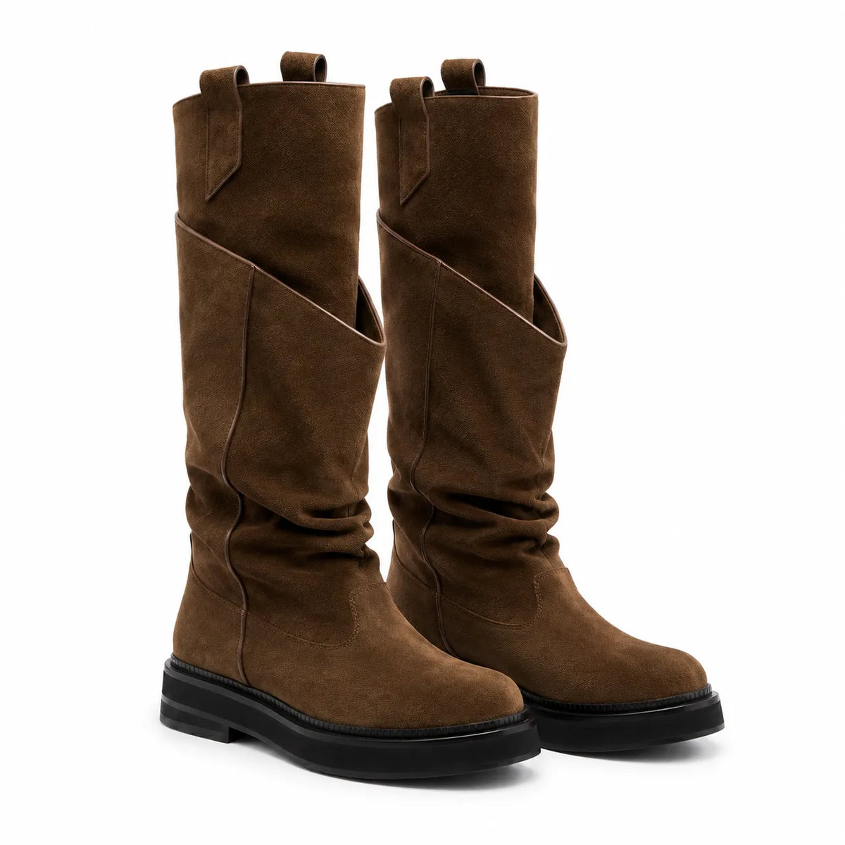 Brown Faux Suede Skopelos Block-Heel Boots