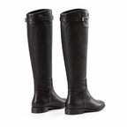 Dark Chocolate Syros Leather Knee-High Boots heel detail