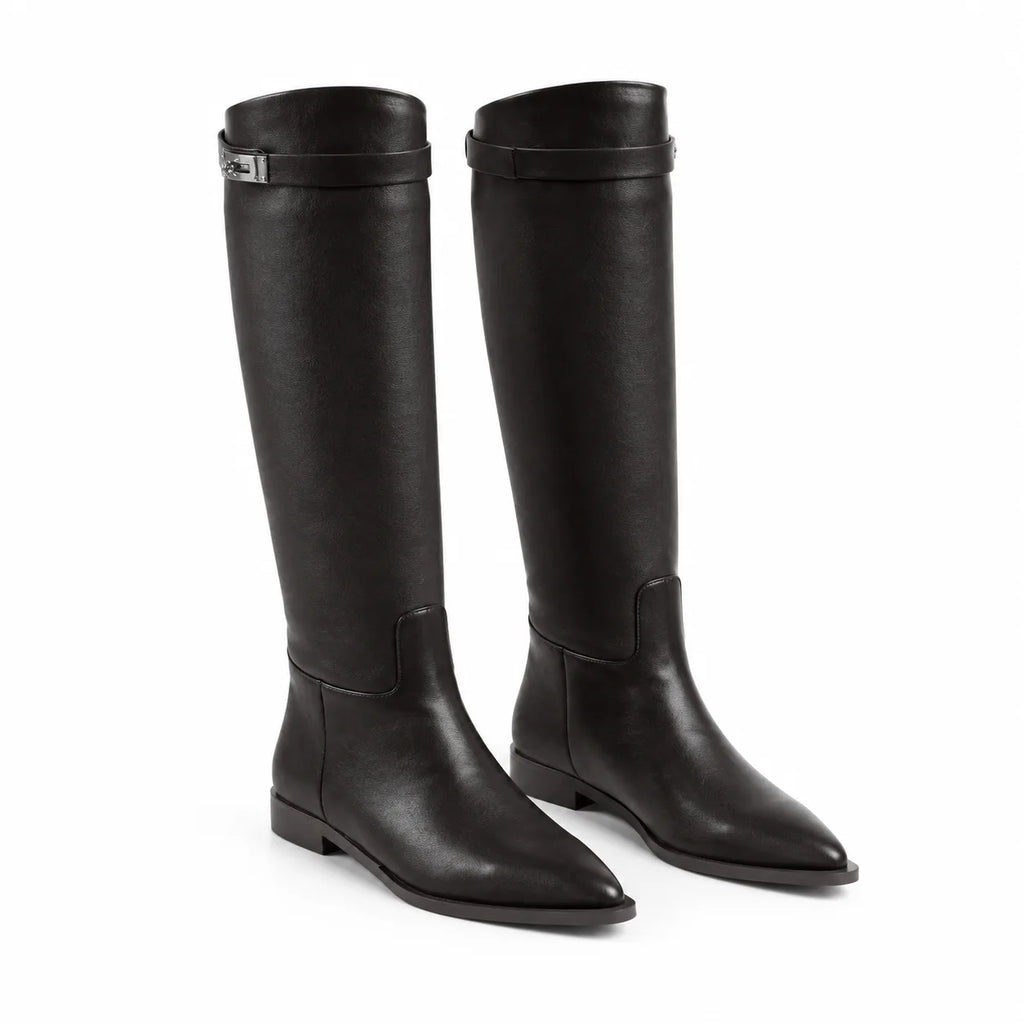 Dark Chocolate Syros Leather Knee-High Boots