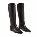 Dark Chocolate Syros Leather Knee-High Boots