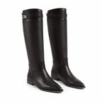 Dark Chocolate Syros Leather Knee-High Boots