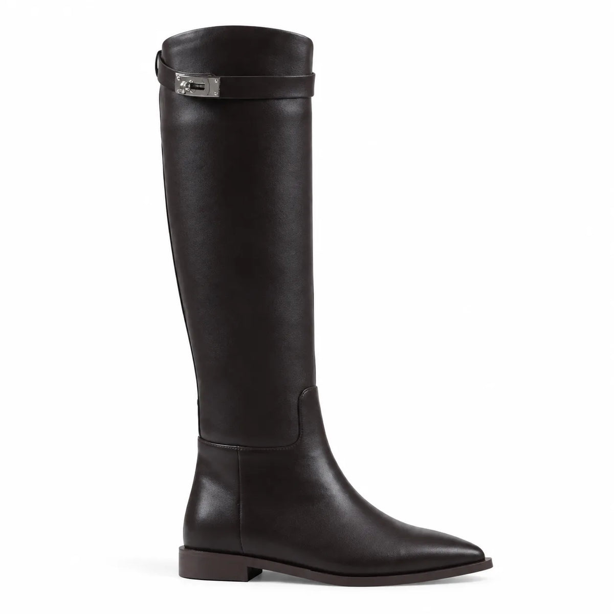Dark Chocolate Syros Leather Knee-High Boots side view