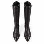 Dark Chocolate Syros Leather Knee-High Boots top view