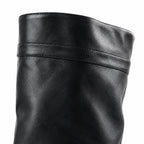 Deep Black Thasos Leather Wedge Boots close-up detail
