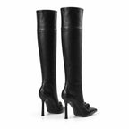 Deep Black Serifos Stiletto Boots heel detail