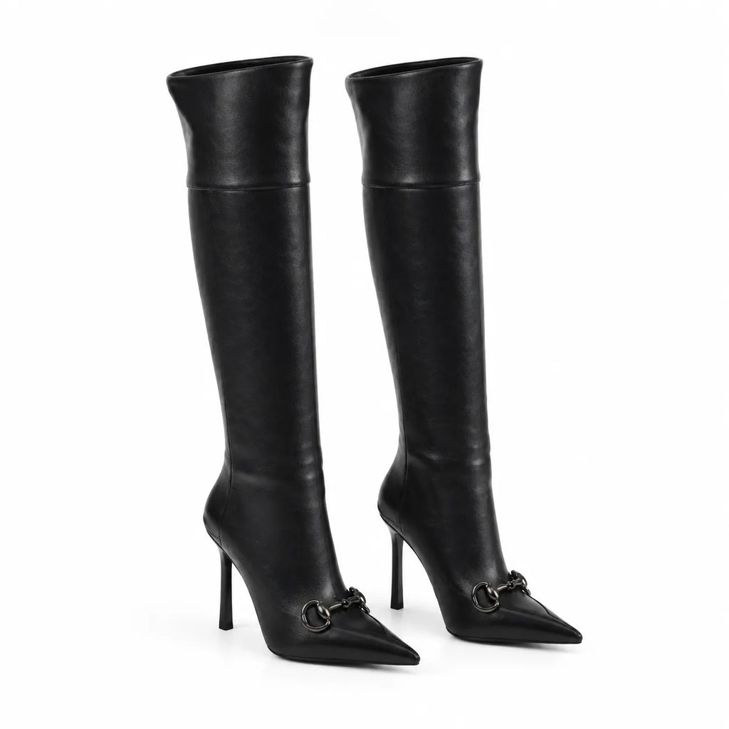Deep Black Serifos Stiletto Boots