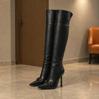 Deep Black Serifos Stiletto Boots styled scene