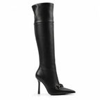 Deep Black Serifos Stiletto Boots side view
