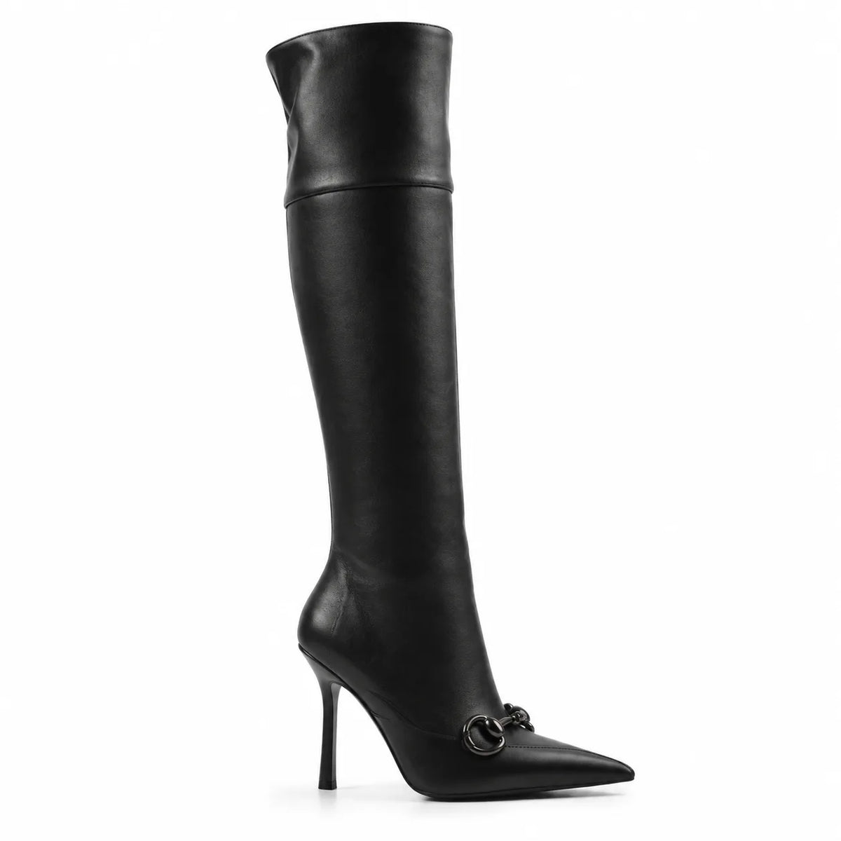 Deep Black Serifos Stiletto Boots side view