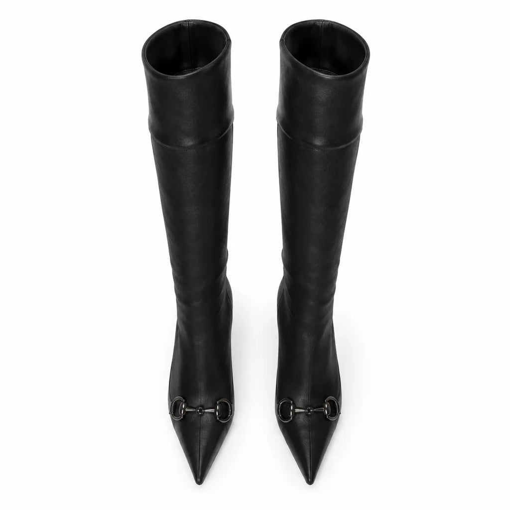 Deep Black Serifos Stiletto Boots top view