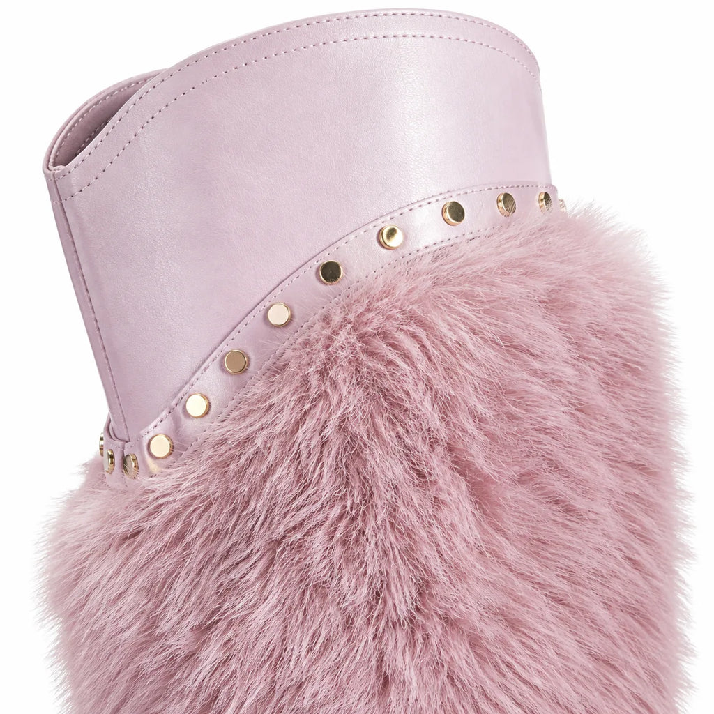 Dusty Rose Montepulciano Studded Stiletto Boots close-up detail