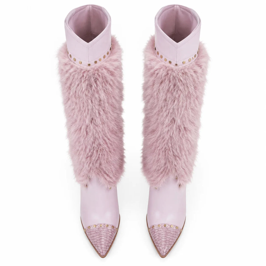 Dusty Rose Montepulciano Studded Stiletto Boots top view