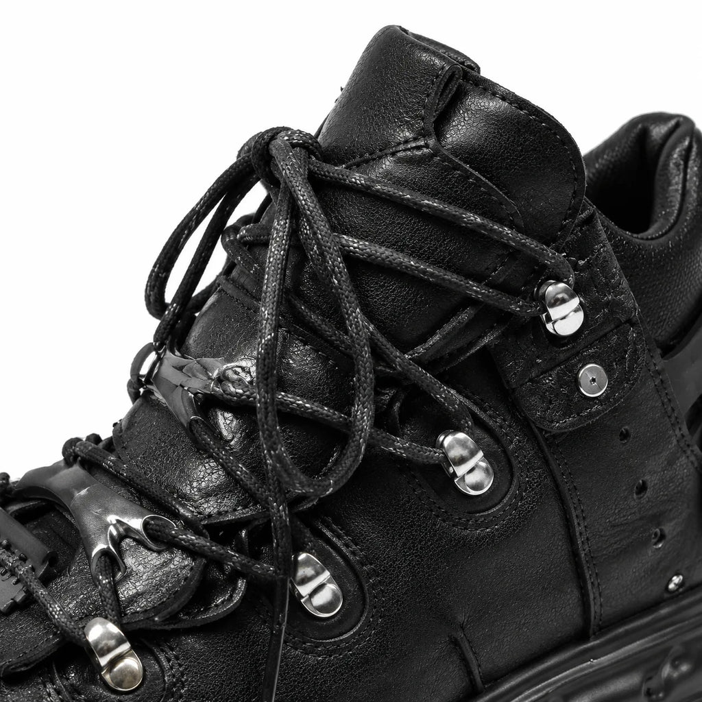 Deep Black Folegandros Microfiber Platform Sneakers close-up detail