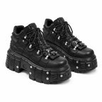 Deep Black Folegandros Microfiber Platform Sneakers