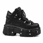 Deep Black Folegandros Microfiber Platform Sneakers side view