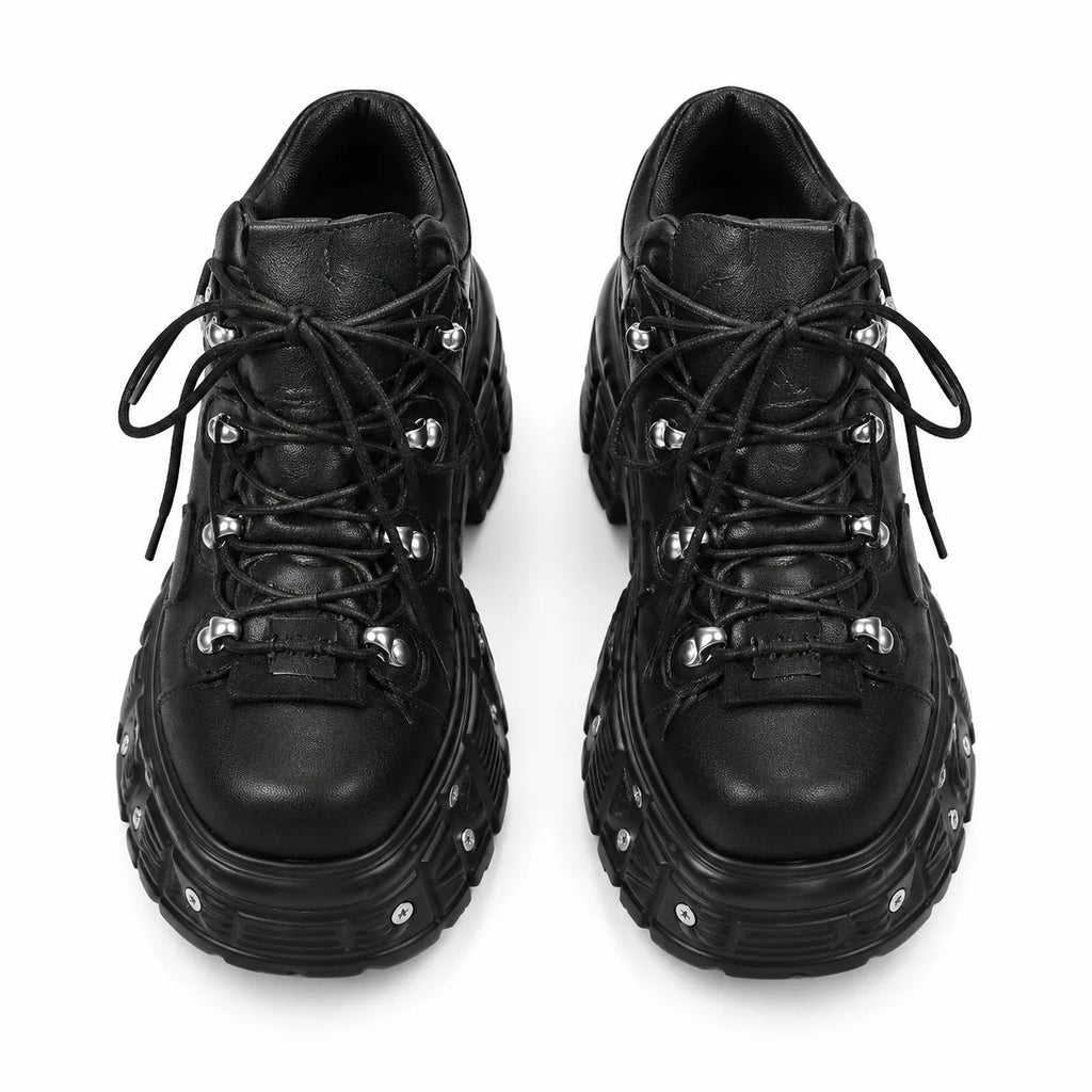 Deep Black Folegandros Microfiber Platform Sneakers top view