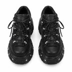 Deep Black Folegandros Microfiber Platform Sneakers top view