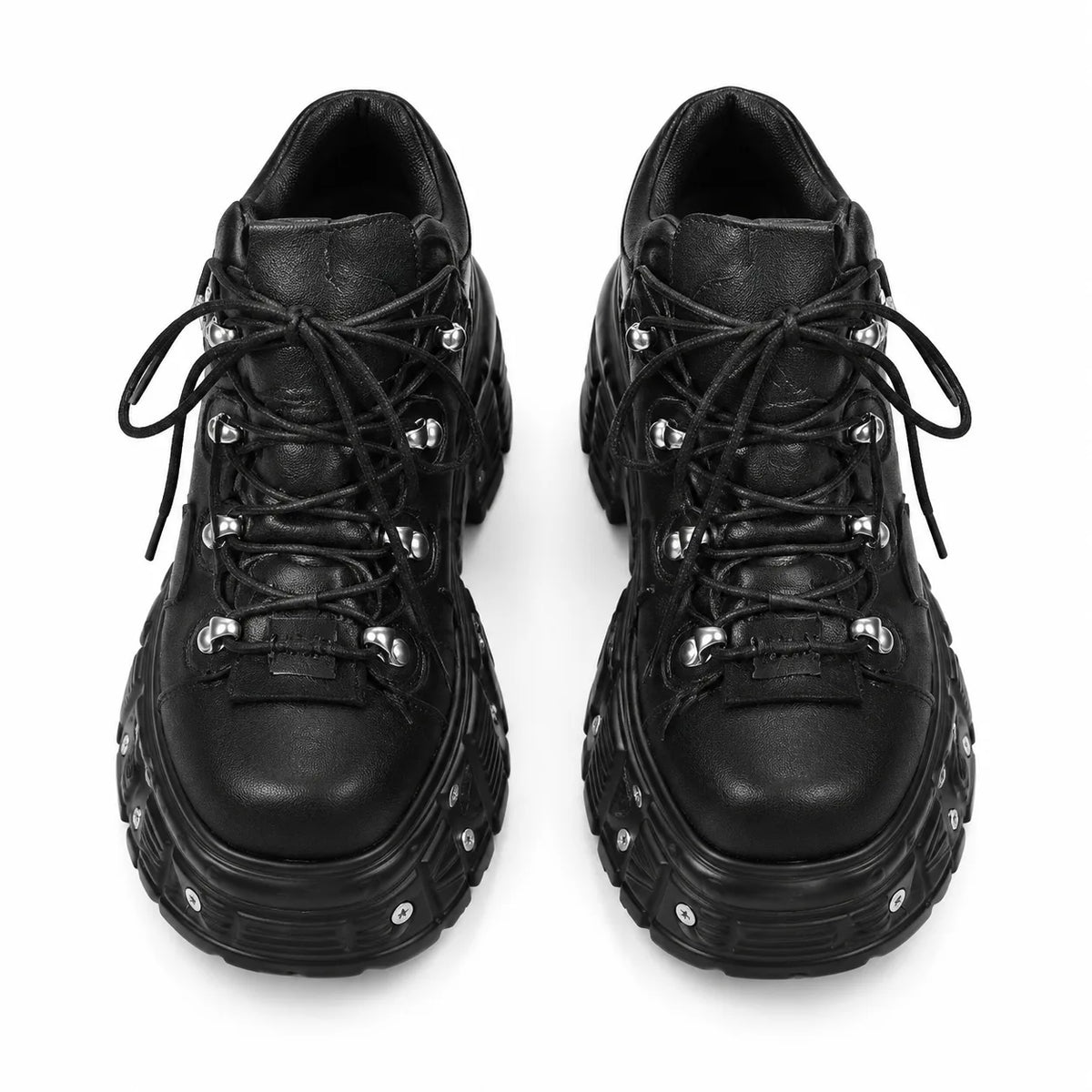 Deep Black Folegandros Microfiber Platform Sneakers top view