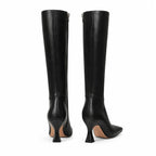 Deep Black Preveza Stiletto Boots heel detail