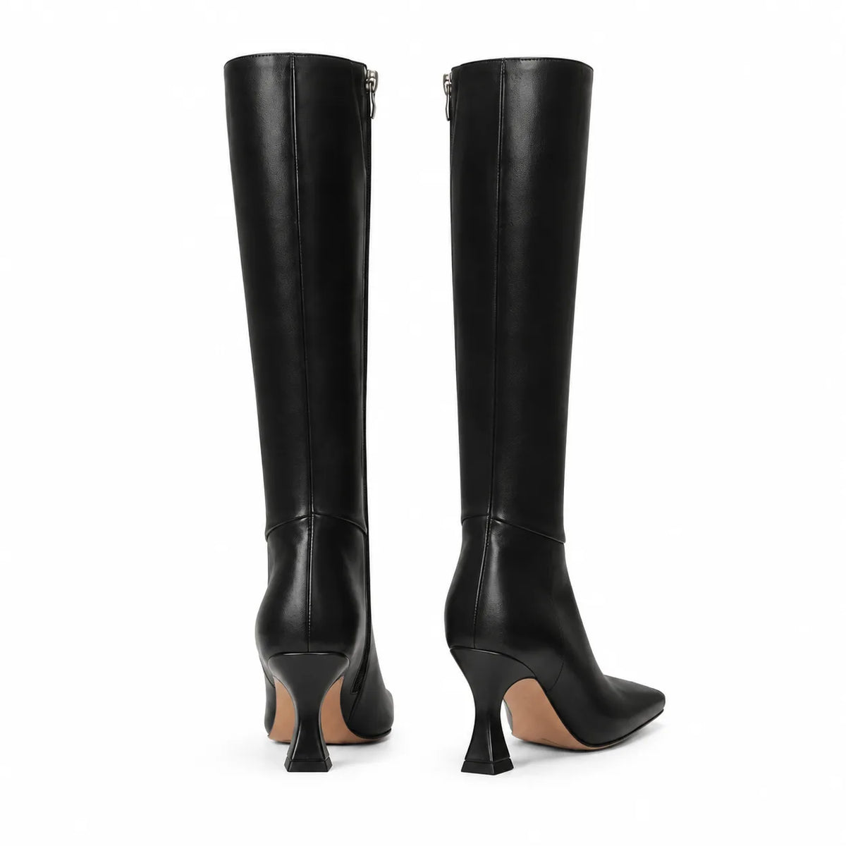 Deep Black Preveza Stiletto Boots heel detail