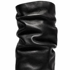 Deep Black Lefkada Thin-Heel Boots close-up detail