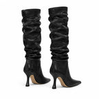 Deep Black Lefkada Thin-Heel Boots heel detail