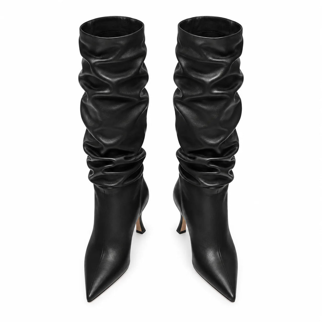 Deep Black Lefkada Thin-Heel Boots top view