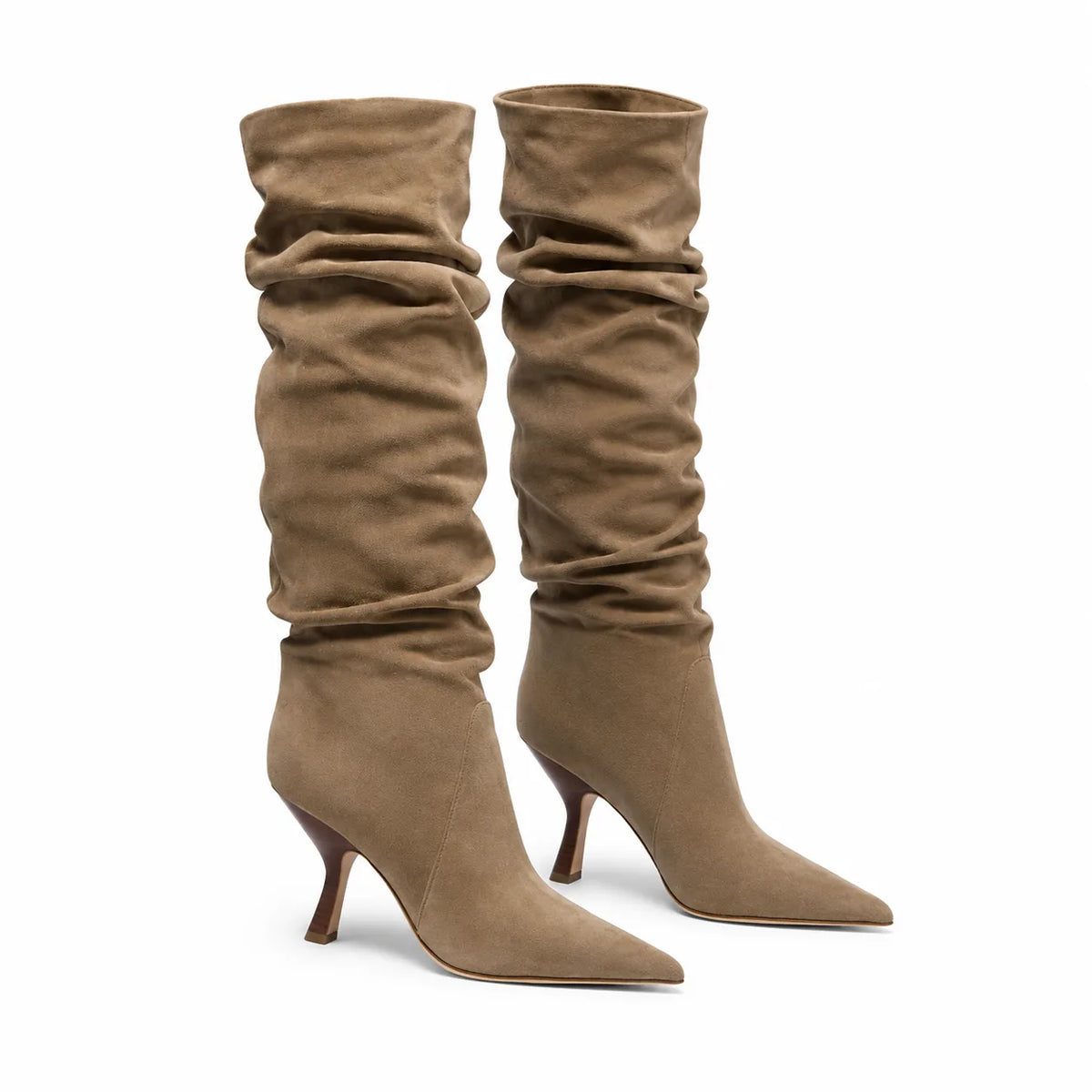Grey Brown Lefkada Thin-Heel Boots