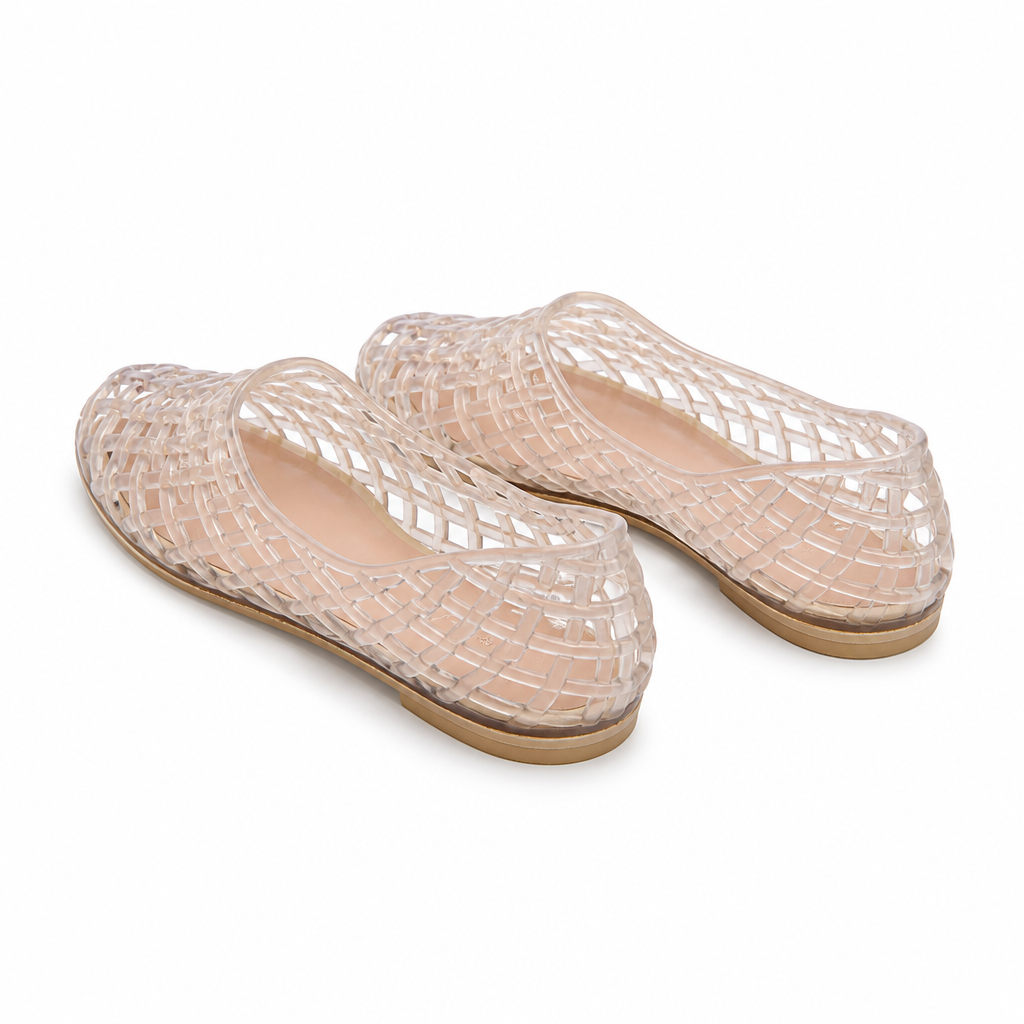 CRYSTAL Glitter Cage Jelly Flat - Heel view