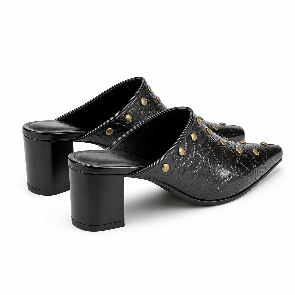 REGENT Baroque Studded Mule - Heel view