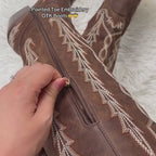 Todi Leather Block-Heel Boots worn on foot