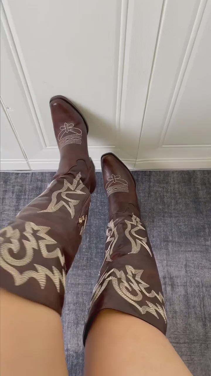 Begur western boots worn on foot